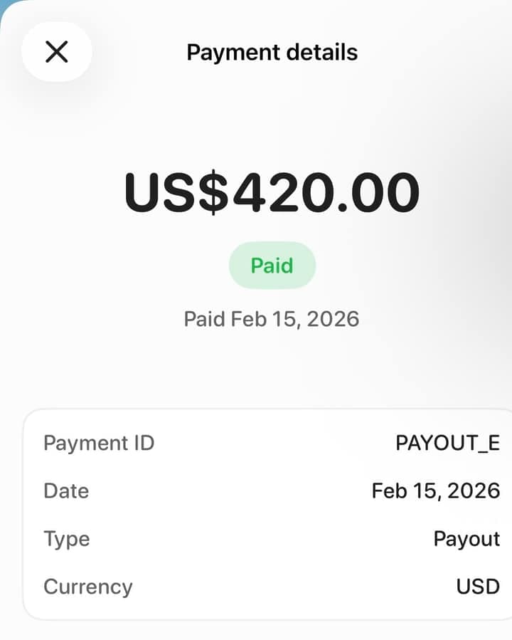 A $420 payout marked paid, from the ThryveCreate UGC program.